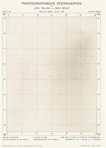 (ASTRONOMY--JOHANN PALISA & MAX WOLF) A group of 14 celestial photographs from the Photographische Sternkarten [Photographic Atlas of t